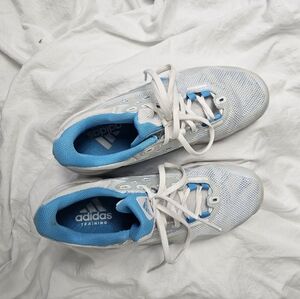 Adidas Women's Blue and White Training Shoes